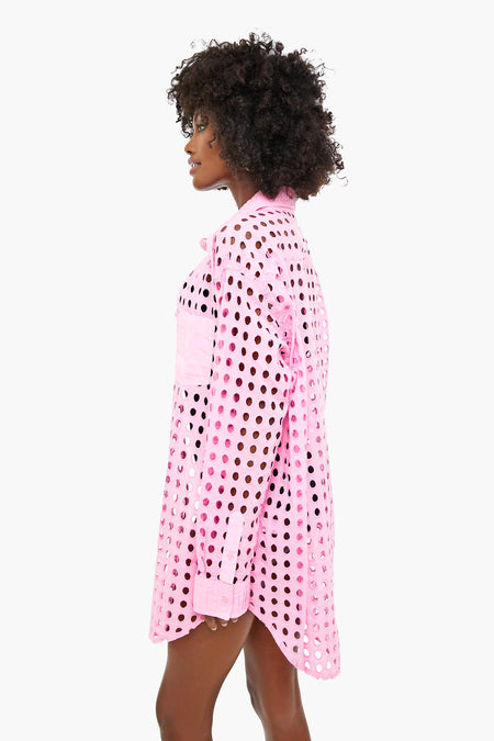 Bubblegum Eyelet Oxford Tunic