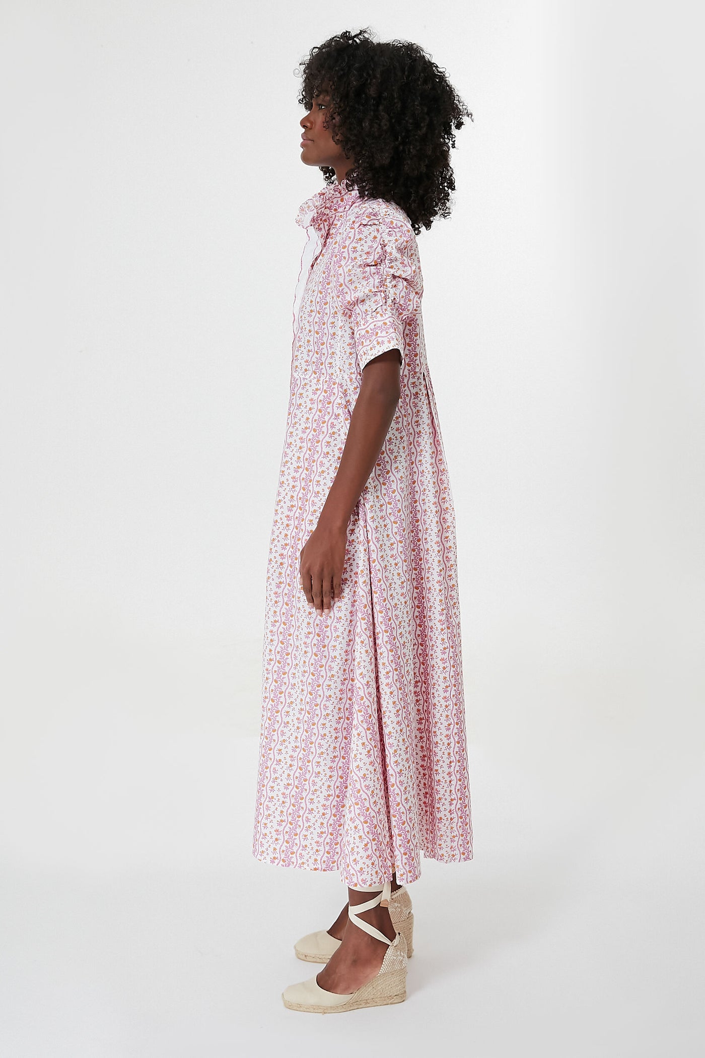 Pink Floral Venetia Midi Dress