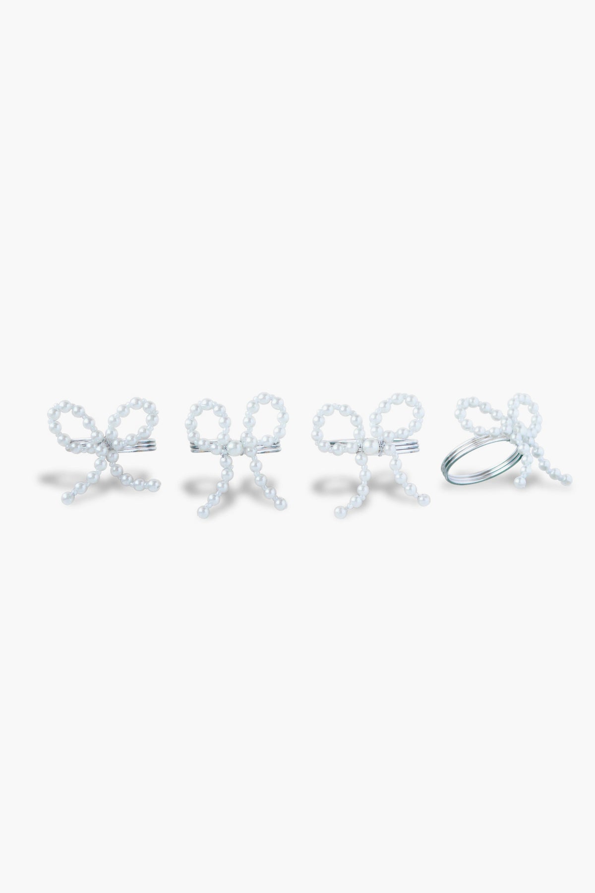 Pearl Bow Napkin Rings Set of 4