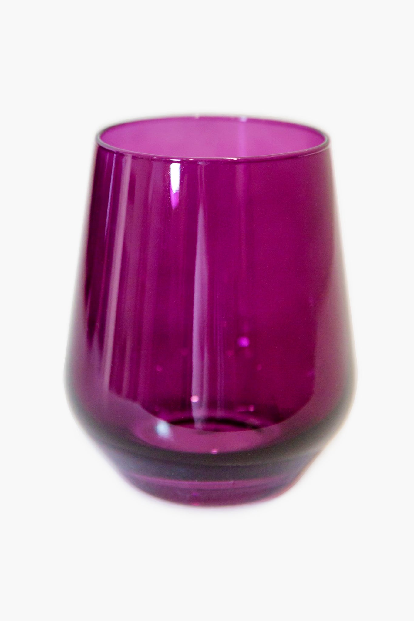 Set of 2 Hand Blown Amethyst Purple Stemless Martini Glasses 12 oz Tumbler