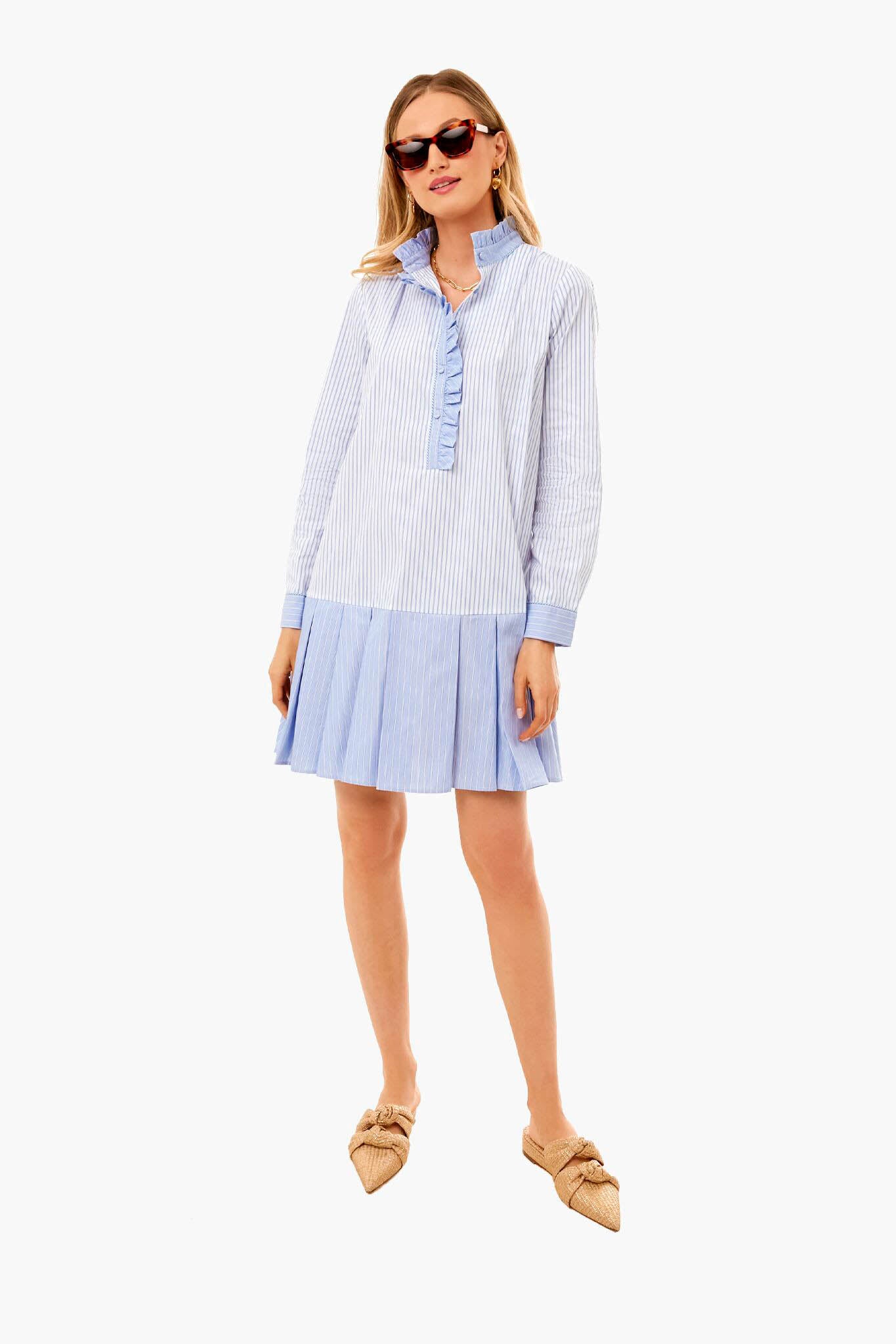 Blue Stripe Drop Waist Shirtdress