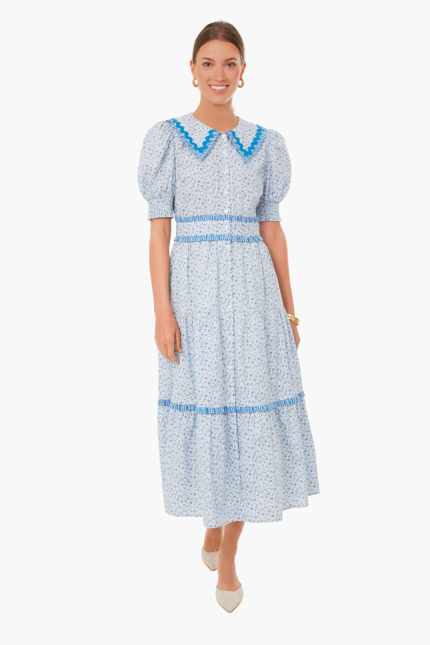 Blue Floral Ric Rac Linger Dress