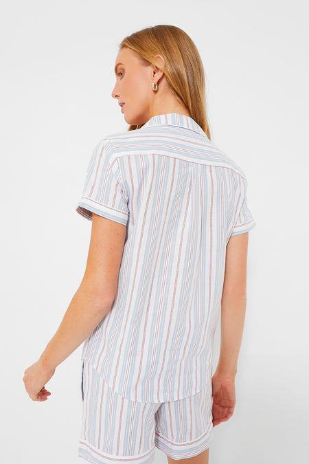 Women's Vintage French Stripes Short Sleeve Short Set