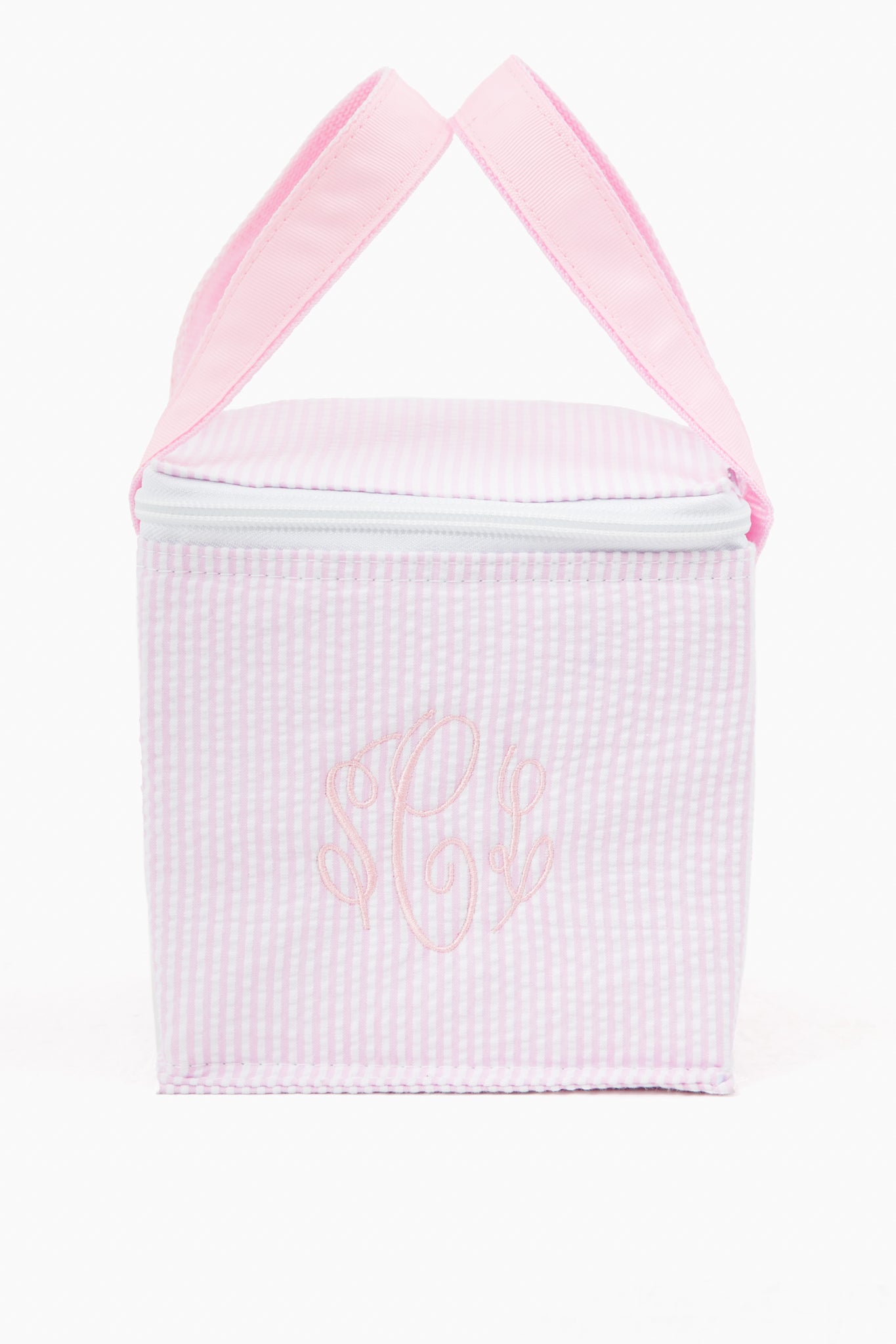 Pink Seersucker Snack Square Bag