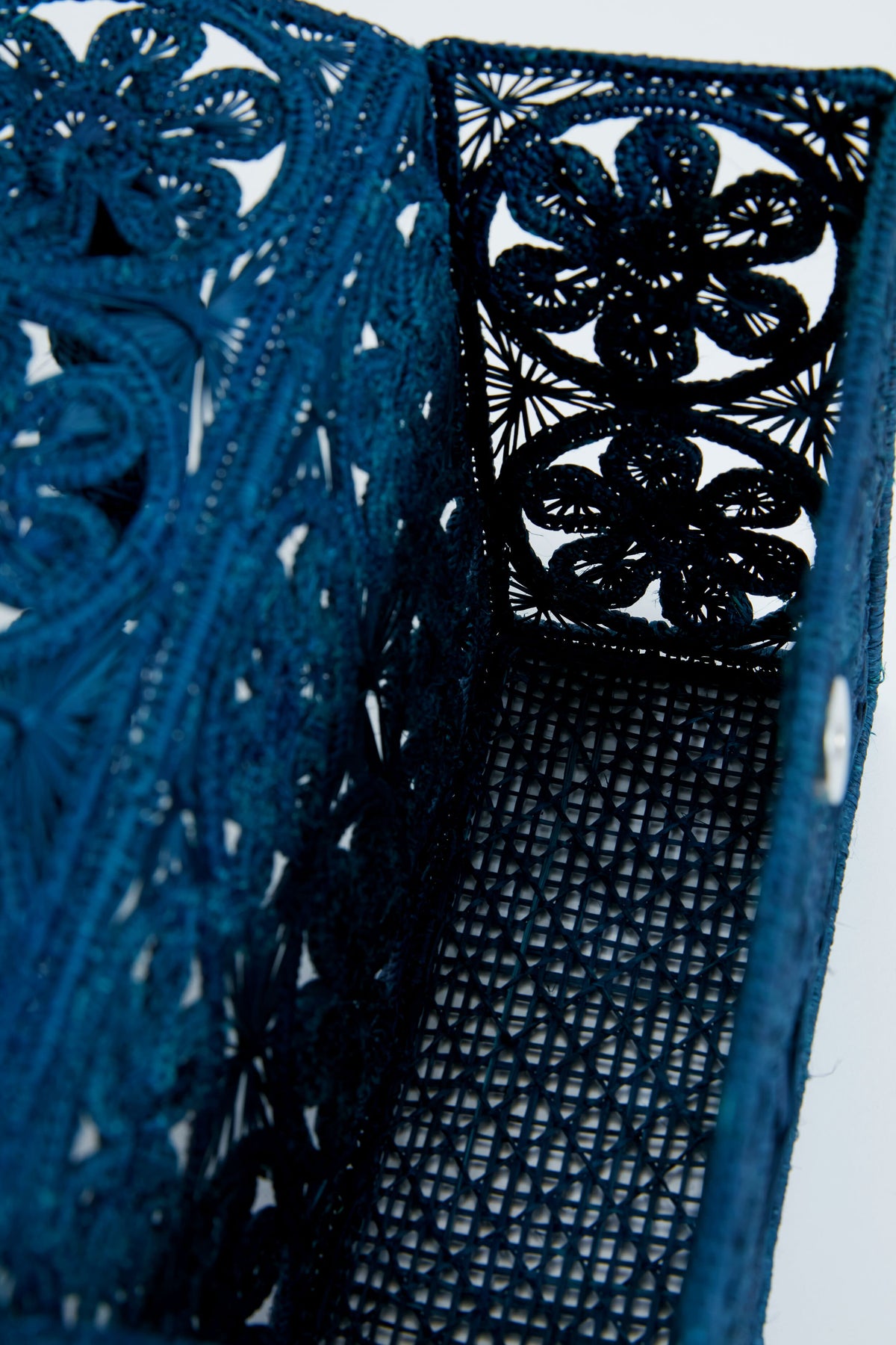 The Nica Rattan Clutch in Cream Flowers