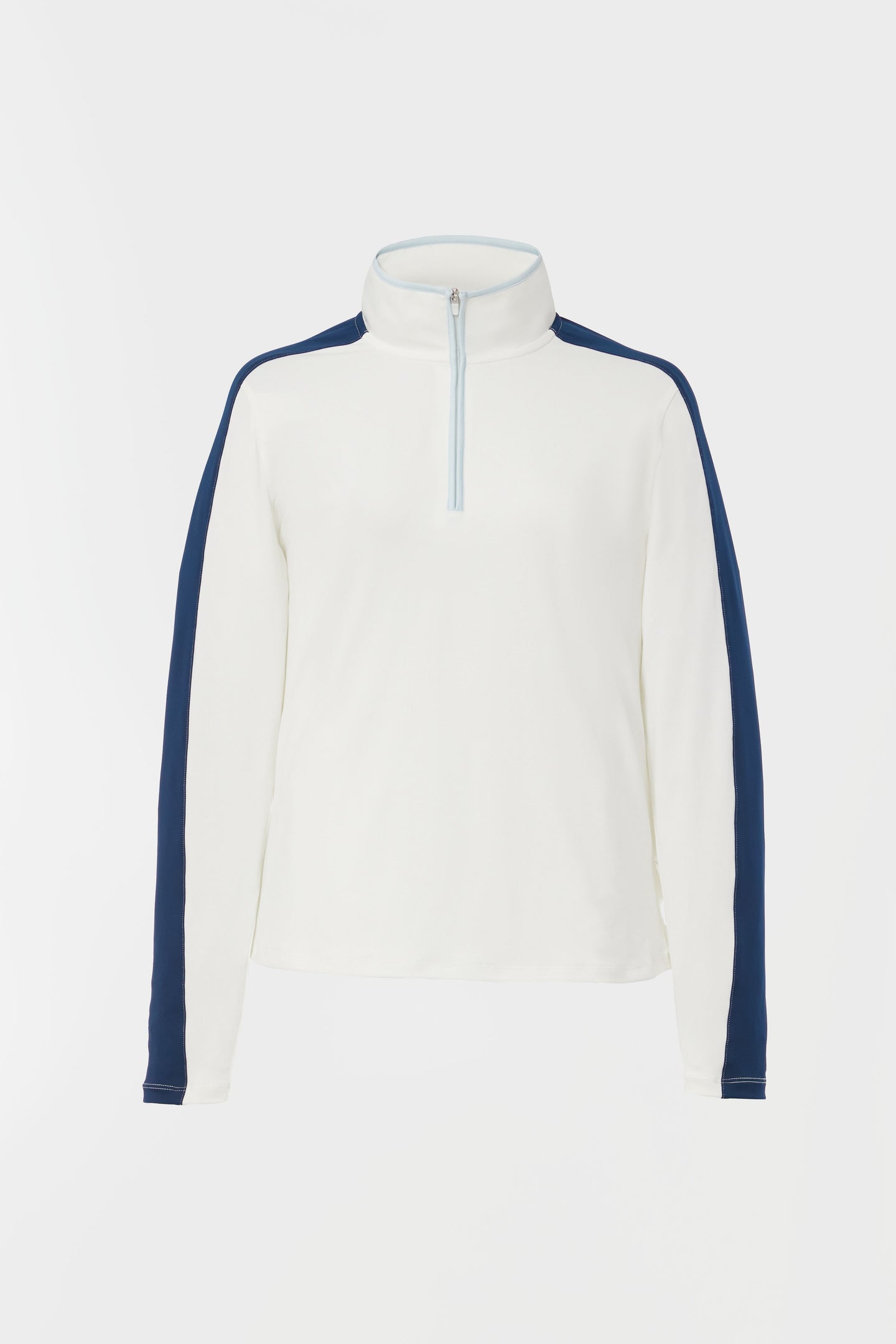 White and Navy Carver Quarter Zip Tee