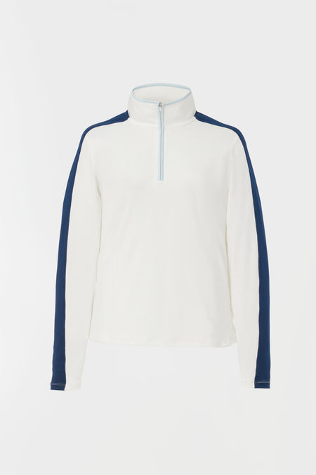 White and Navy Carver Quarter Zip Tee