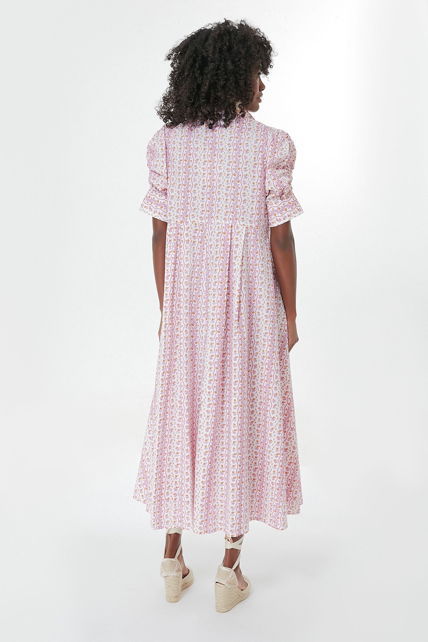 Pink Floral Venetia Midi Dress