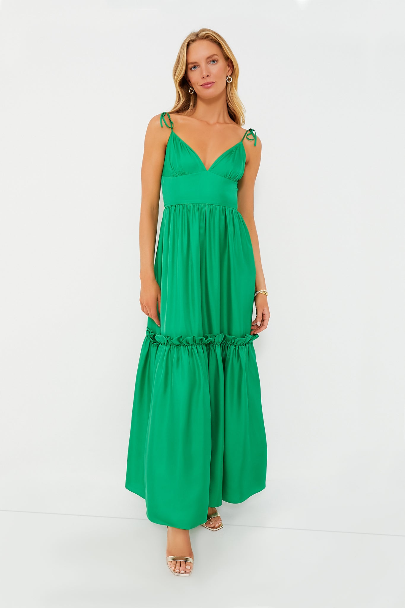 Green Silk Twill Maxi Dress | Cynthia Rowley