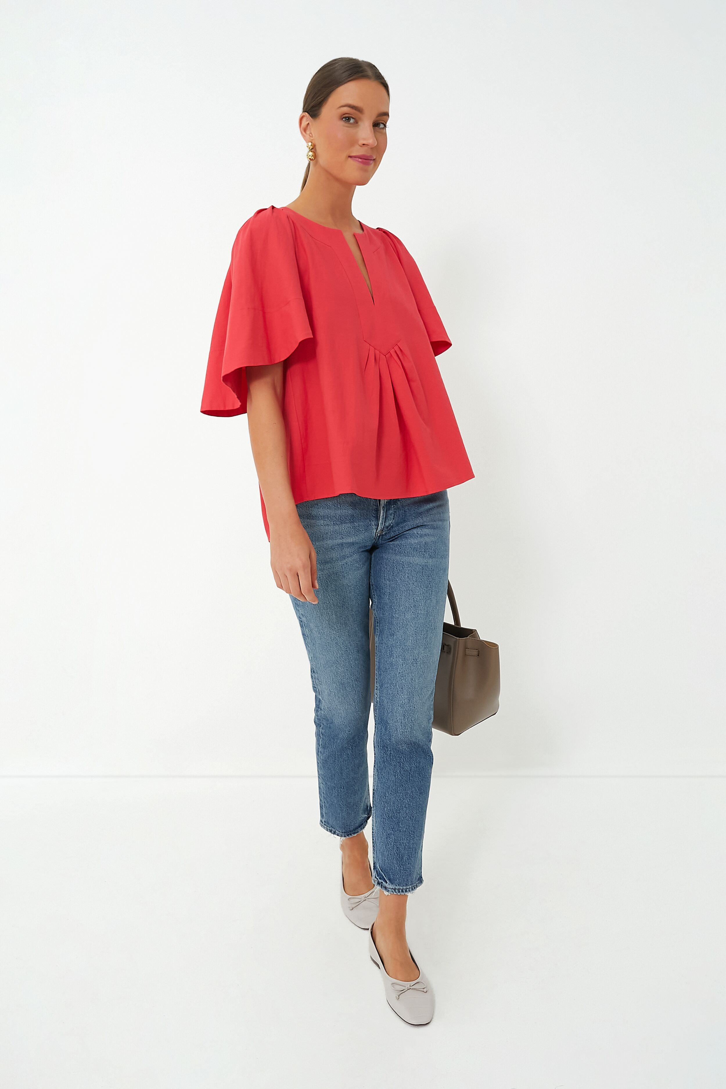 White Finley Flutter Sleeve Top