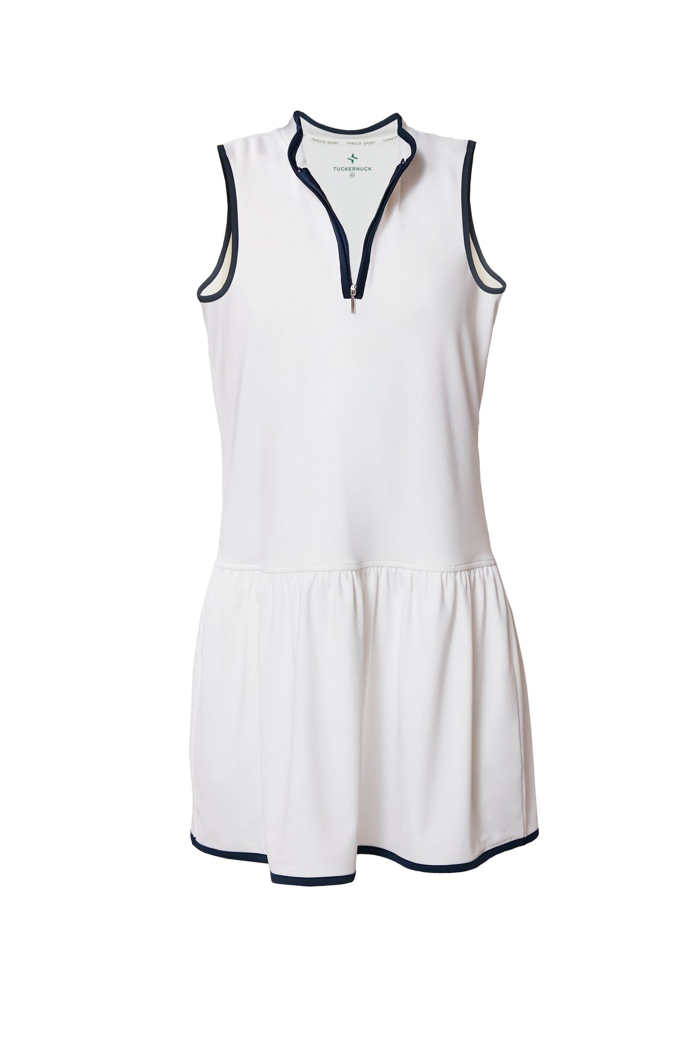 White and Navy Quarter-Zip Tennis Dress | Tnuck Sport