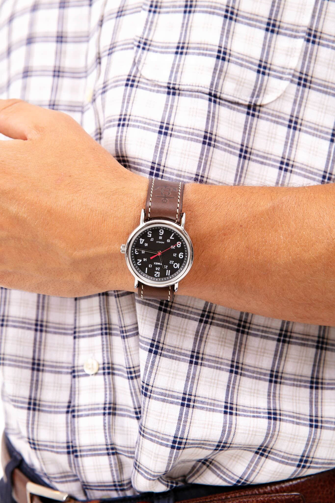 Dark Brown Leather Weekender Watch with Black Dial