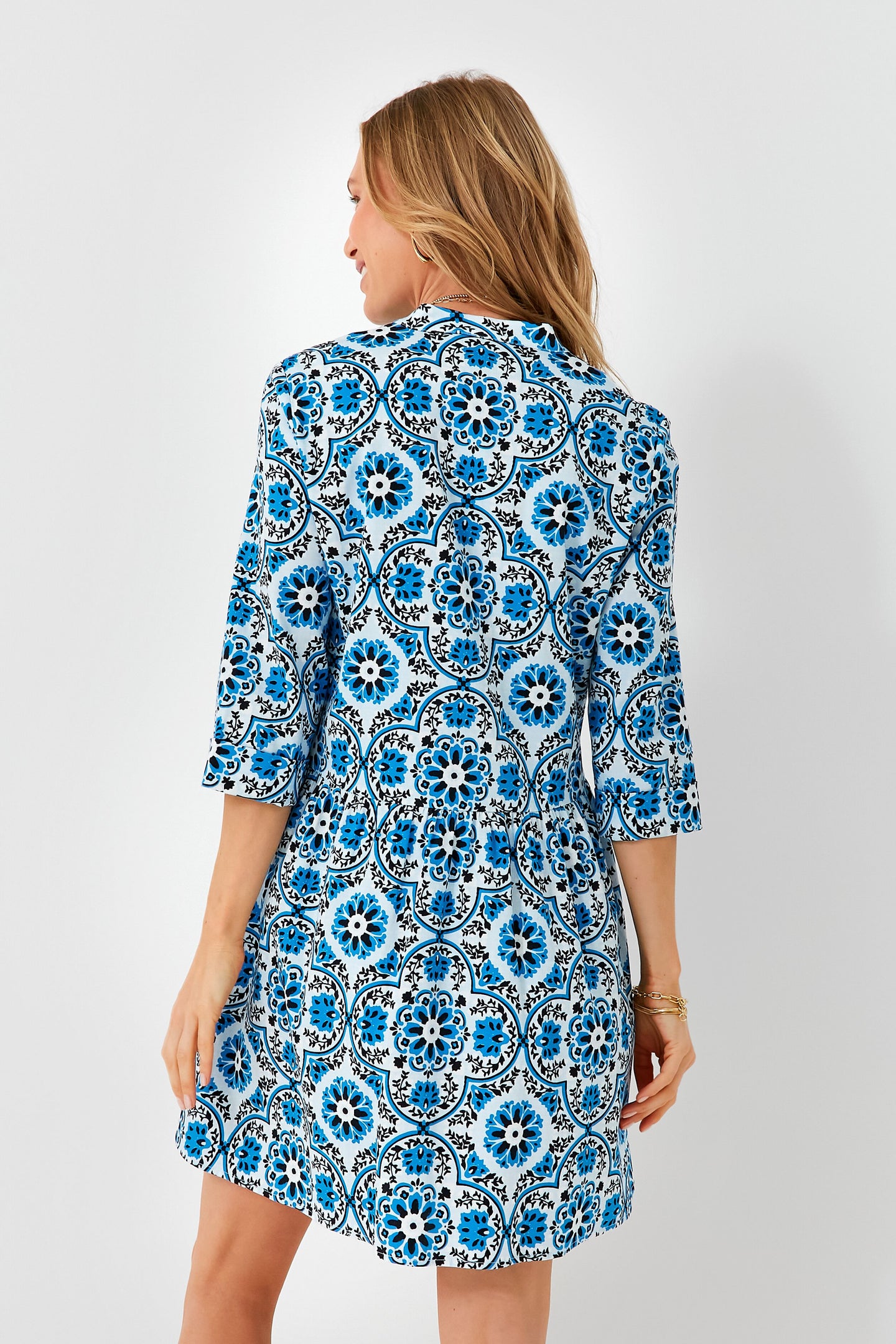Blue Medallion Royal Shirt Dress