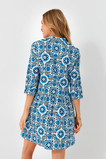 Blue Medallion Royal Shirt Dress